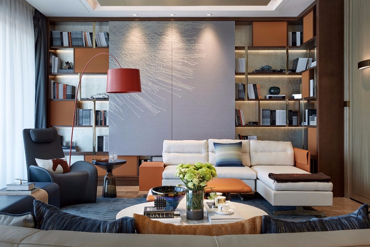 公寓装修,140平米以上装修,20万以上装修,客厅,现代简约风格,灰色