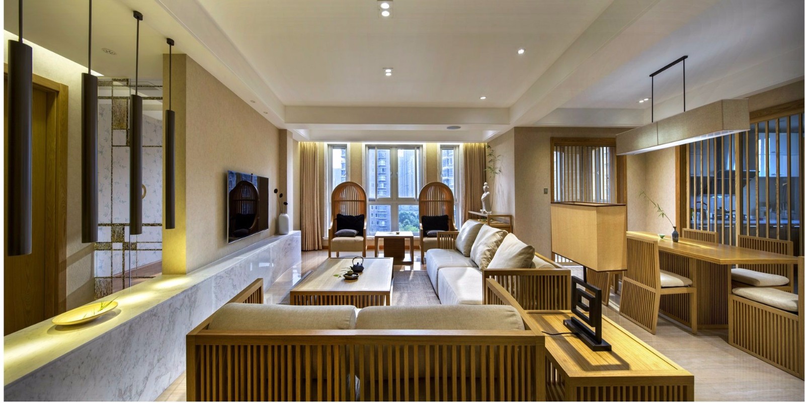 大户型,140平米以上装修,别墅装修,20万以上装修,客厅,日式风格,原木色