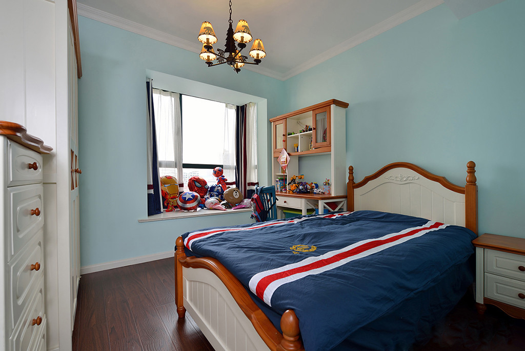 三居室装修,130平米装修,20万以上装修,蓝色,儿童房,欧式风格