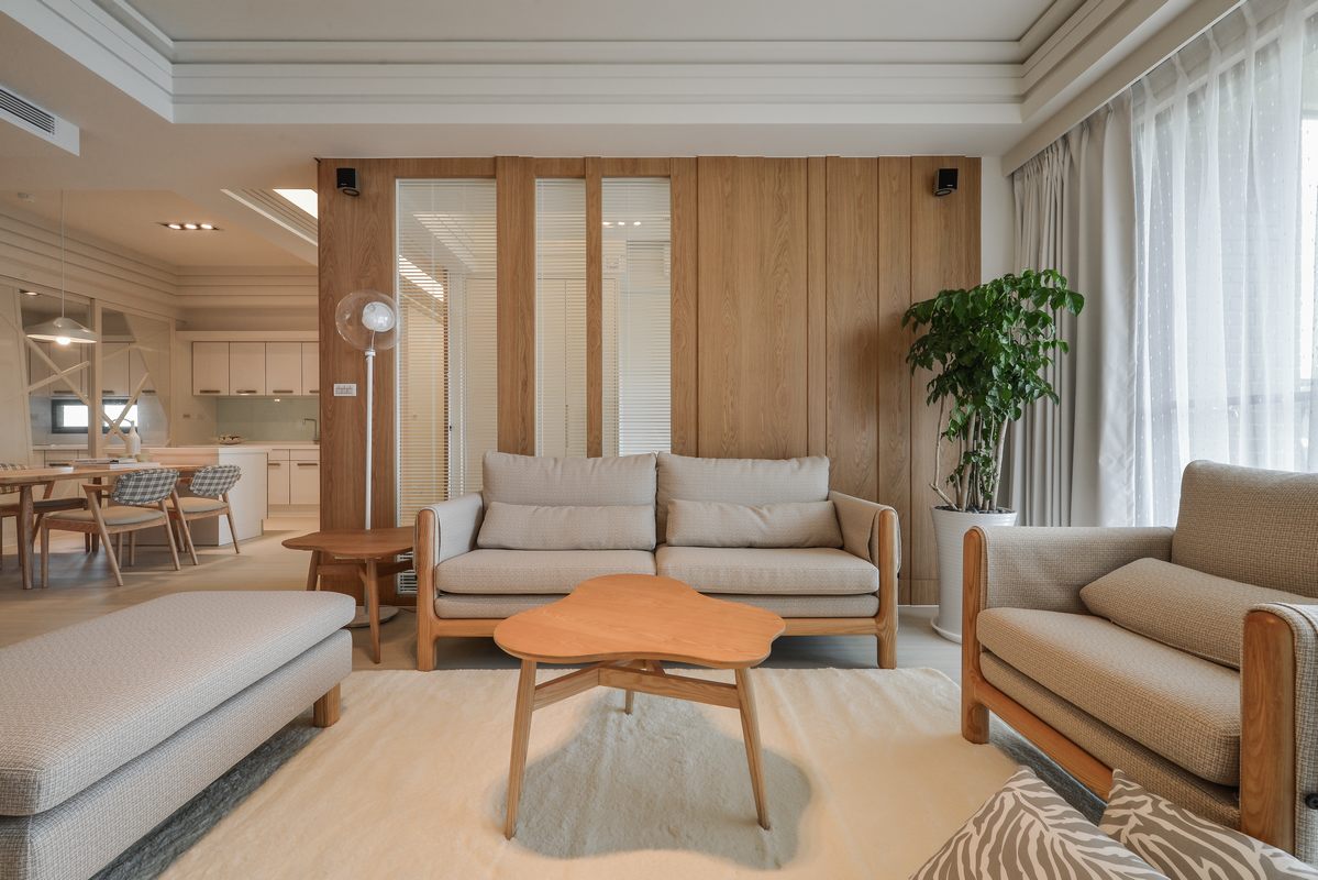 140平米以上装修,15-20万装修,三居室装修,客厅,日式风格,沙发背景墙,原木色