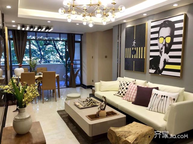 小户型简约风三居客厅装修效果图8/8
