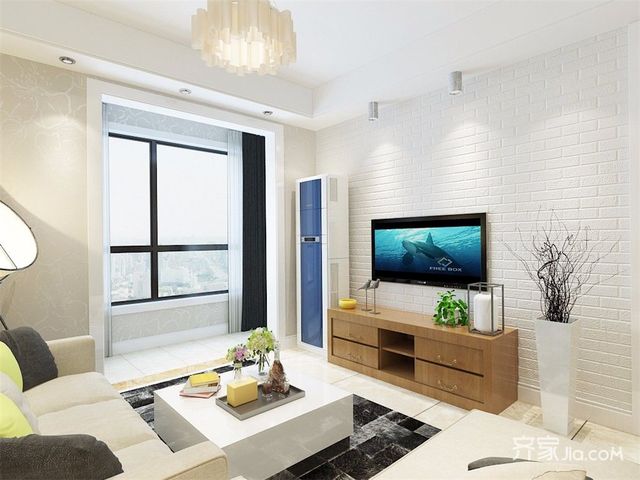 现代风格两居室电视背景墙装修效果图1/7