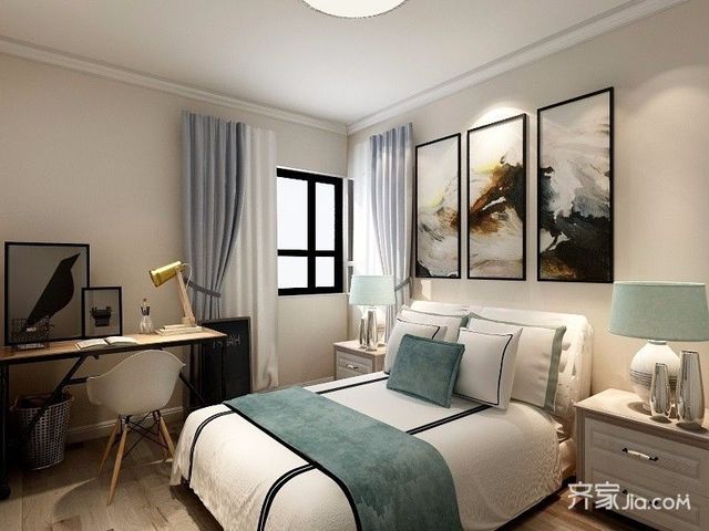 简约北欧风格两居卧室装修效果图1/6