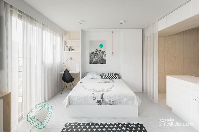 一居室北欧风公寓卧室装修效果图1/4