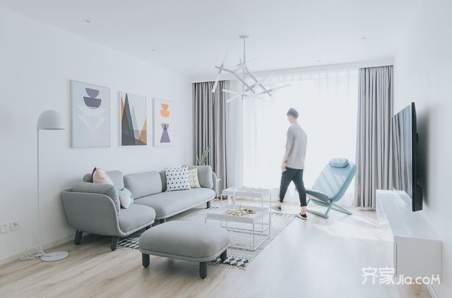 极简风格二居室客厅装修效果图4/4
