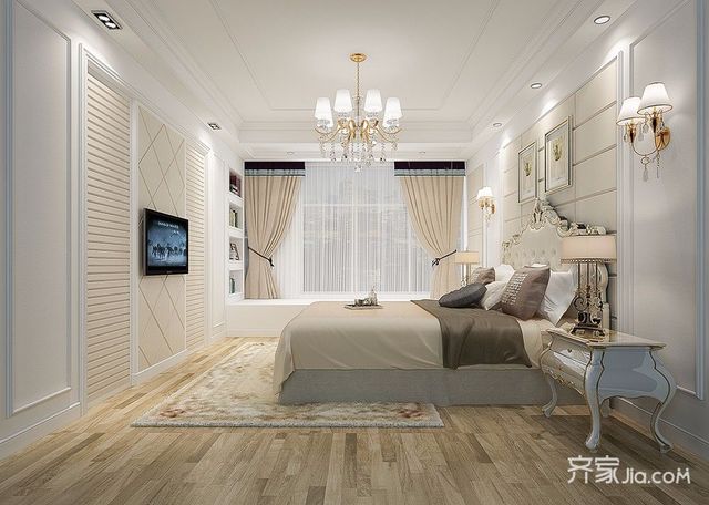 简欧风格复式别墅卧室装修效果图1/7
