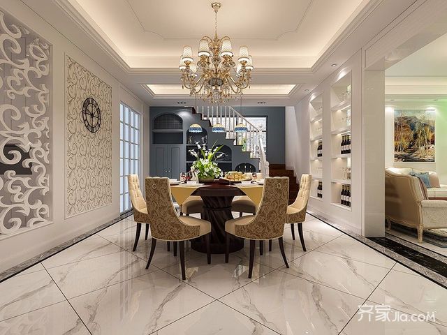 简欧风格复式别墅餐厅装修效果图5/7