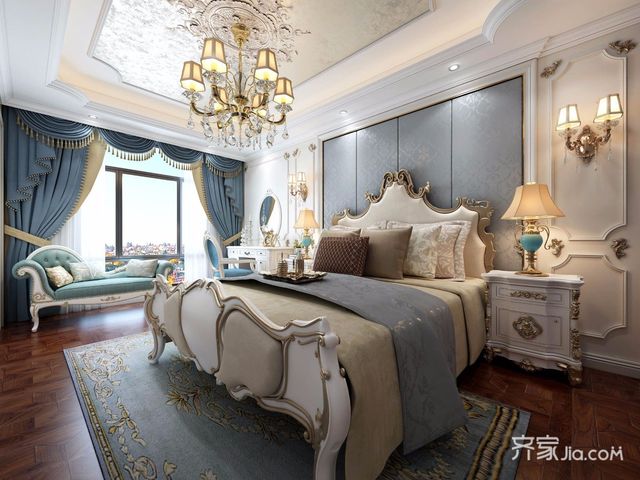 150㎡欧式风格四居卧室装修效果图3/8