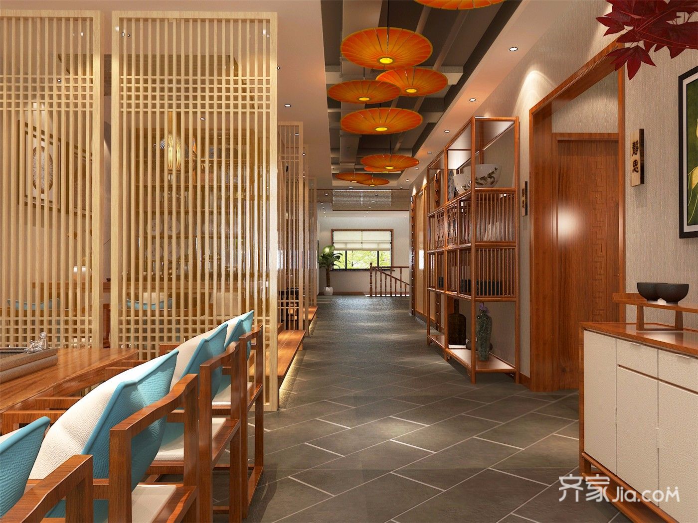 养生会所,20万以上装修,140平米以上装修,中式风格,走廊