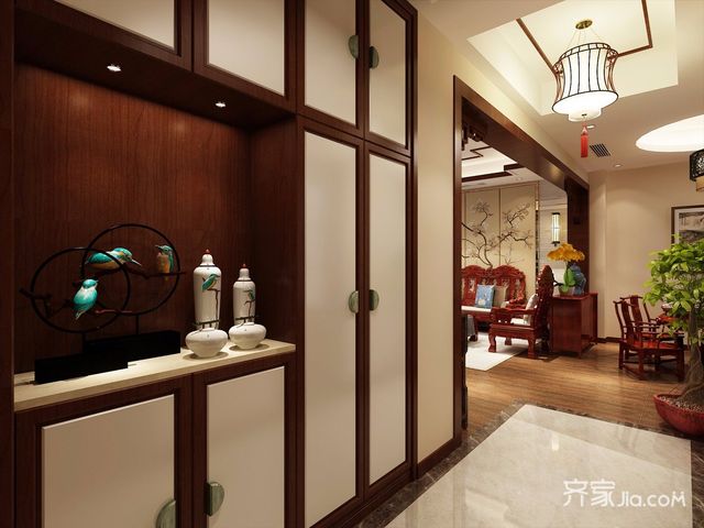 中式风格别墅玄关装修效果图5/9