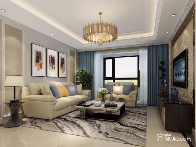 现代简约风格两居室客厅装修效果图4/4