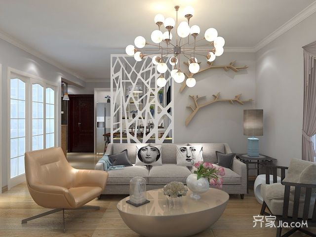 北欧混搭风格三居装修沙发背景墙效果图11/11