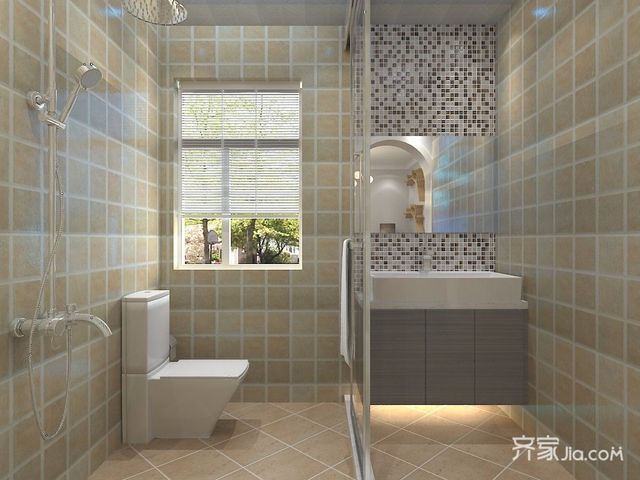 北欧混搭风格三居卫生间装修效果图5/11