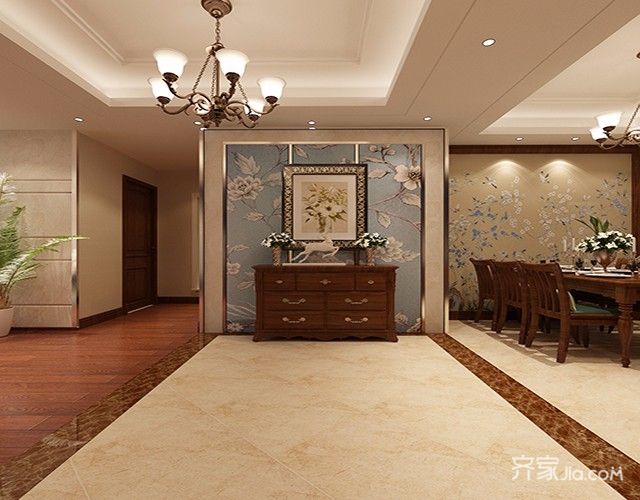 20万以上装修,大户型,复式装修,140平米以上装修,玄关,背景墙,玄关柜,暖色调