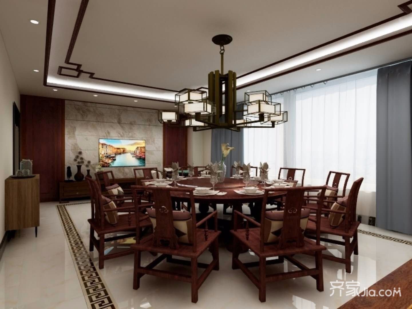 菜馆,20万以上装修,140平米以上装修,中式风格,餐厅,吊顶,餐桌,椅子