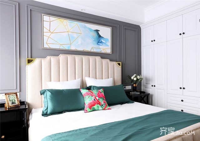 混搭三居之家床头软包图片 180㎡现代简约设计床头软包图片 120平混搭
