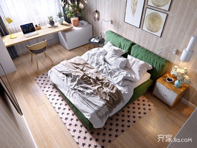 一居室简约小家卧室俯视图3/8