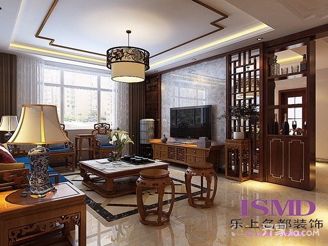 三居室中式风格装修客厅装潢图7/7