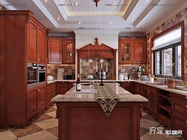 三居室中式风格装修厨房布置图5/7
