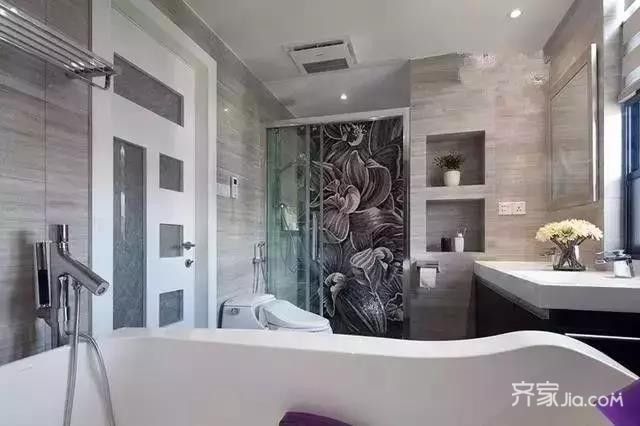 5-10万装修,二居室装修,90平米装修,卫生间,简约风格,灰色