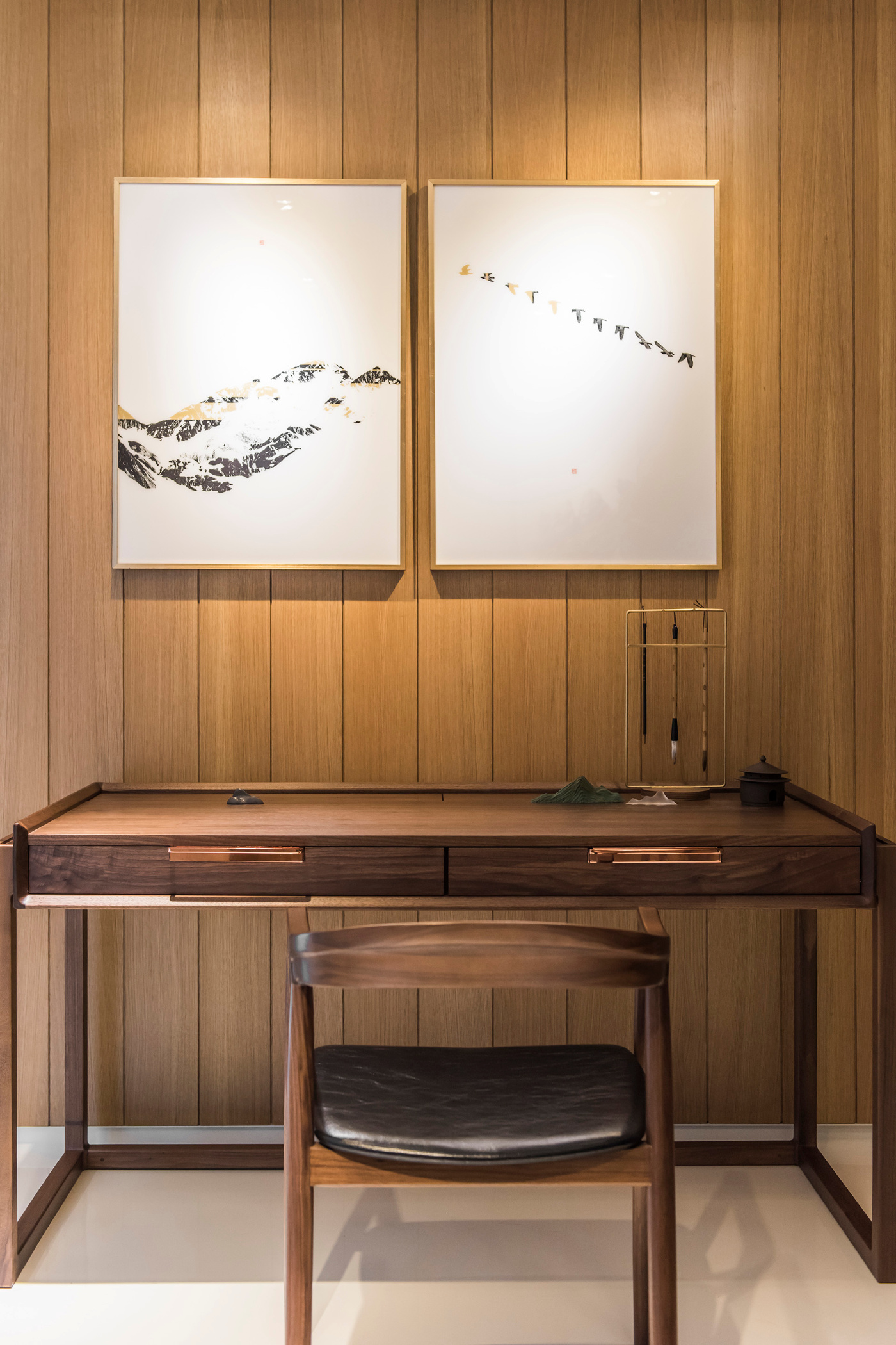 展厅,140平米以上装修,20万以上装修,大户型,混搭风格,书房,背景墙,书桌,原木色
