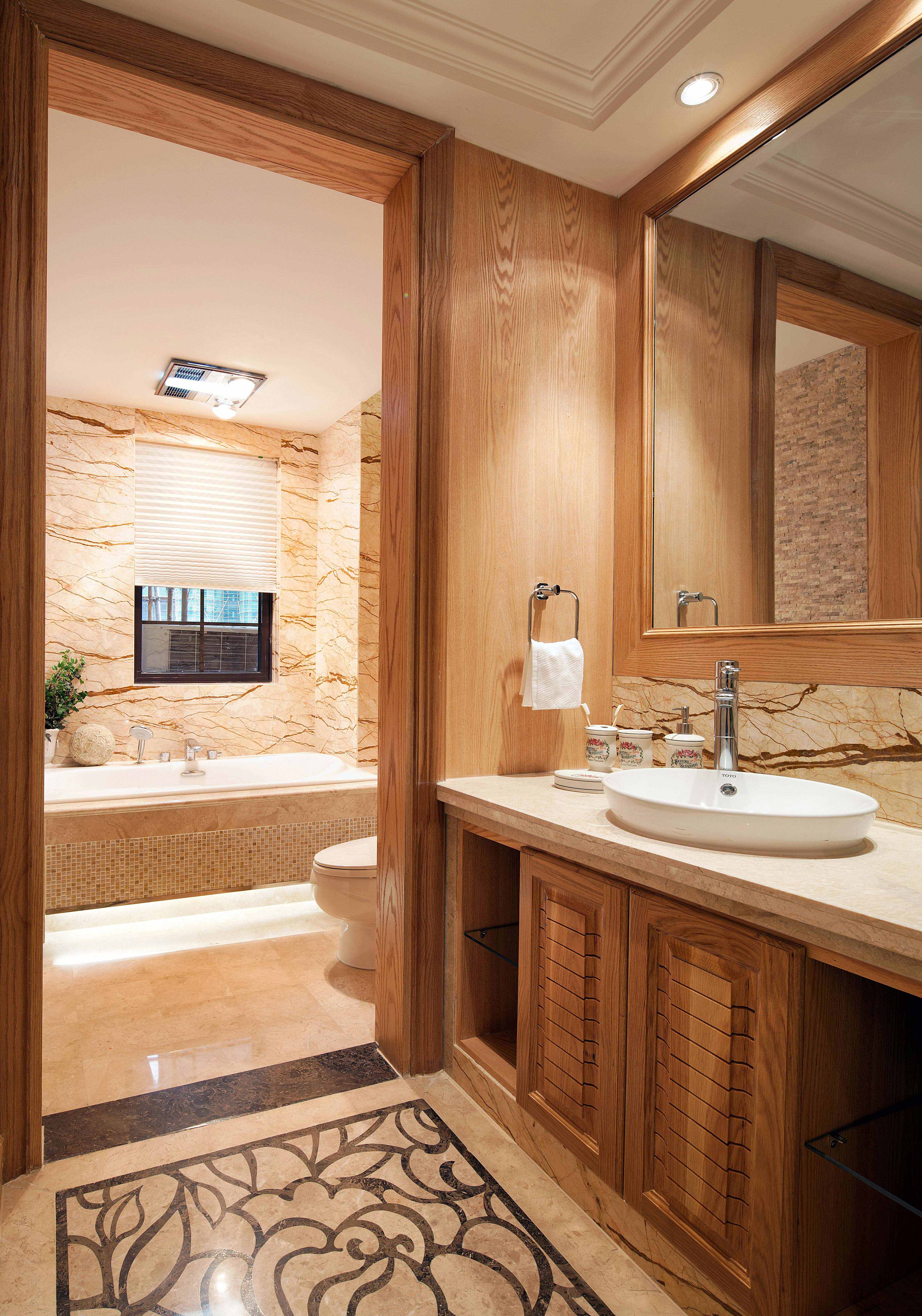20万以上装修,三居室装修,140平米以上装修,欧式风格,卫生间,浴室柜,原木色