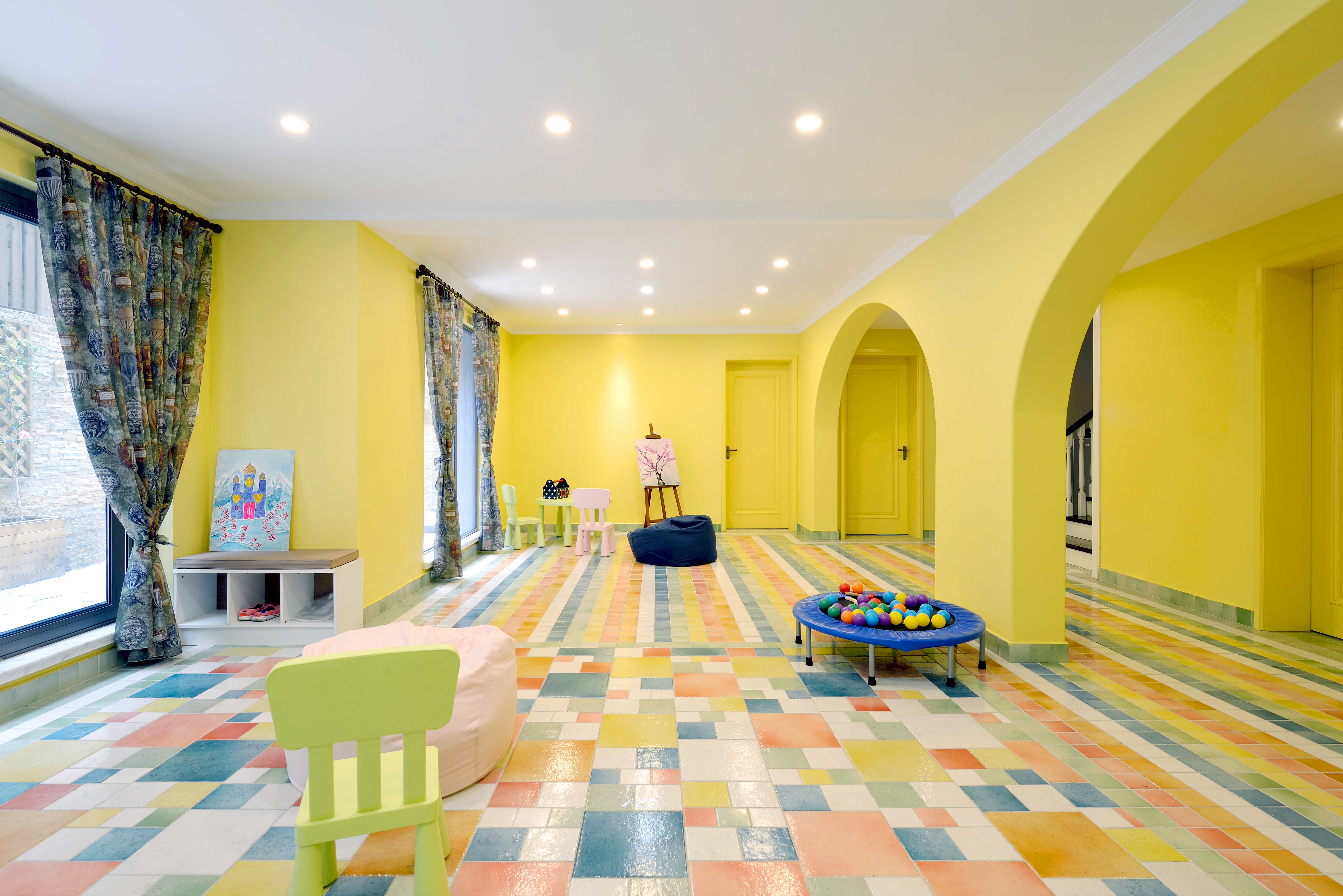 别墅装修,20万以上装修,140平米以上装修,美式风格,黄色