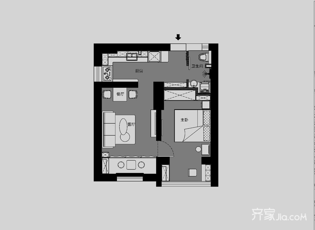 15万50平米简约一居室装修效果图,老房子也有春天装修