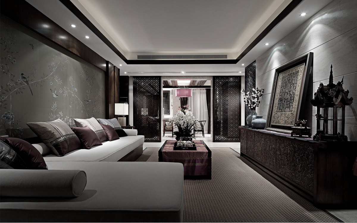 二居室装修,100平米装修,15-20万装修,东南亚风格,沙发背景墙,灰色