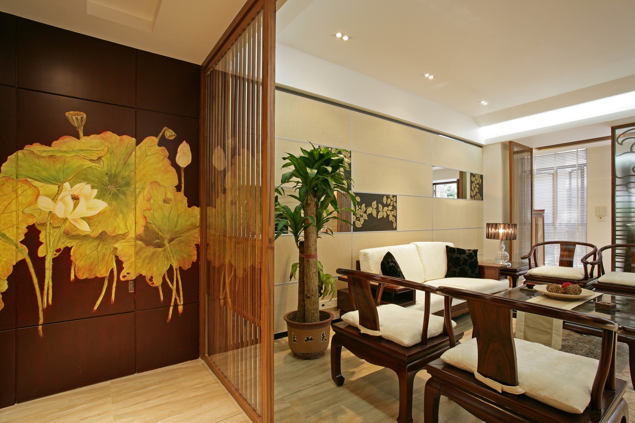 中式风格,140平米以上装修,20万以上装修,三居室装修,客厅