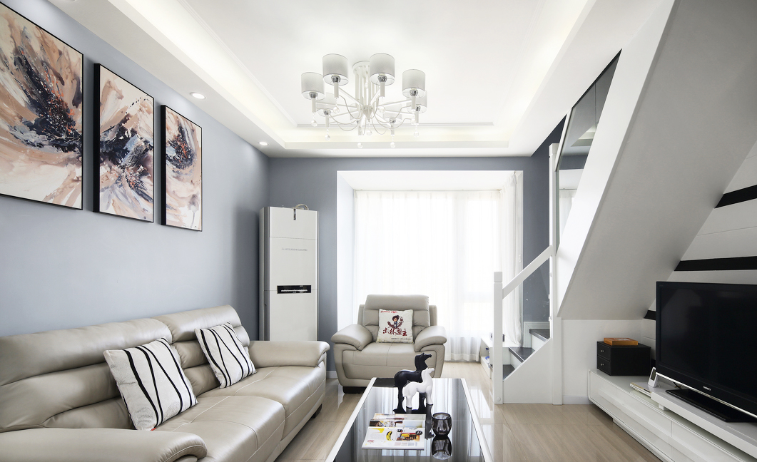 二居室装修,100平米装修,5-10万装修,现代简约风格,沙发背景墙,白色