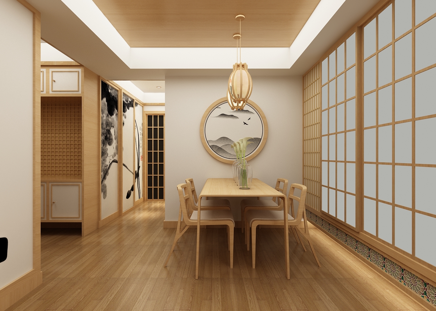 二居室装修,70平米装修,5-10万装修,日式风格,餐厅背景墙,原木色
