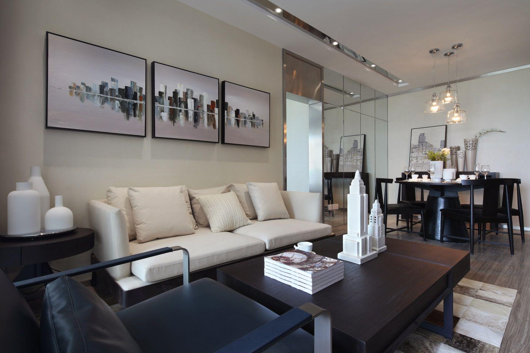 60平米装修,一居室装修,现代简约风格,10-15万装修,客厅,米色,沙发