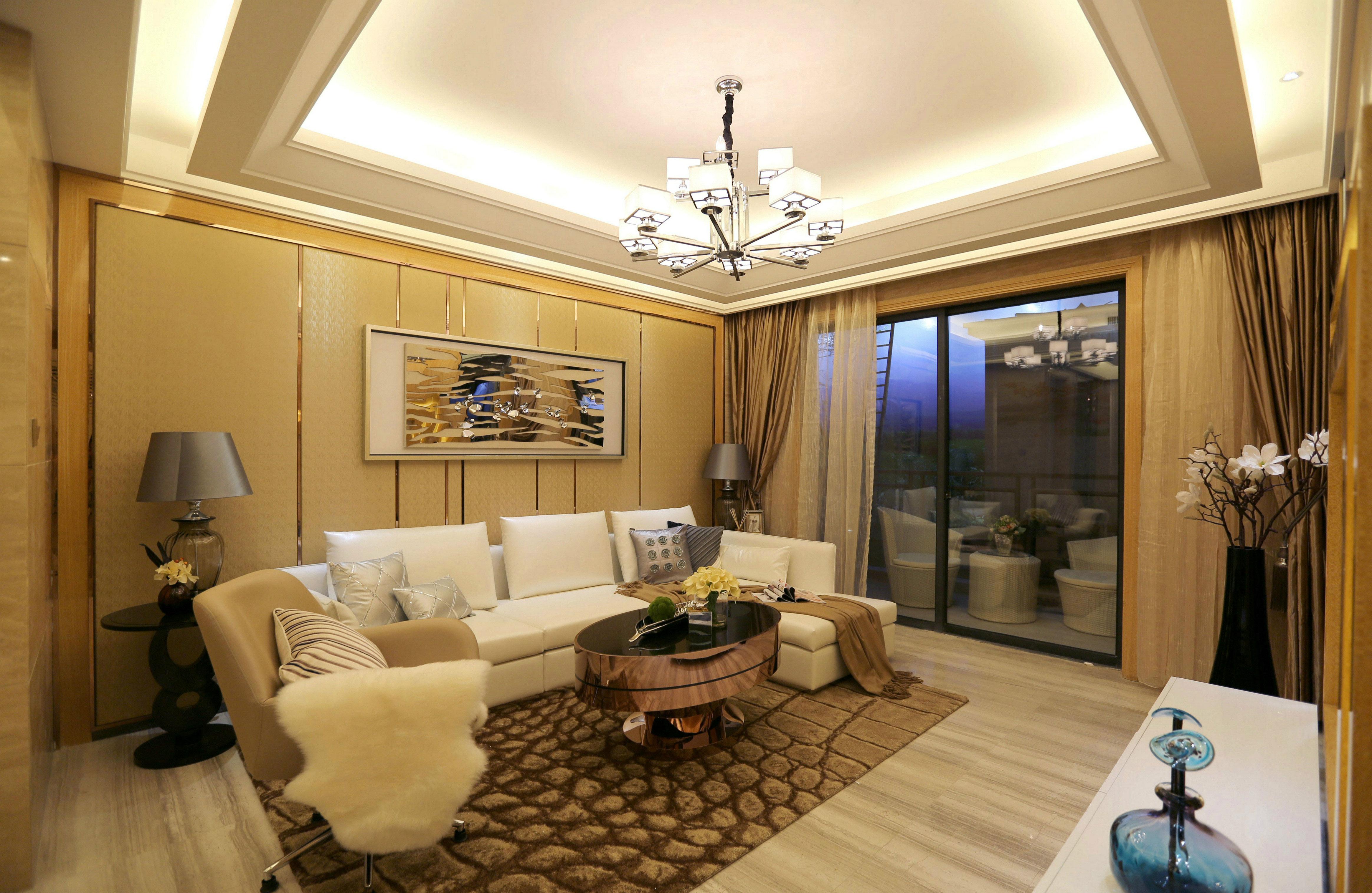 二居室装修,70平米装修,10-15万装修,现代简约风格,客厅,暖色调