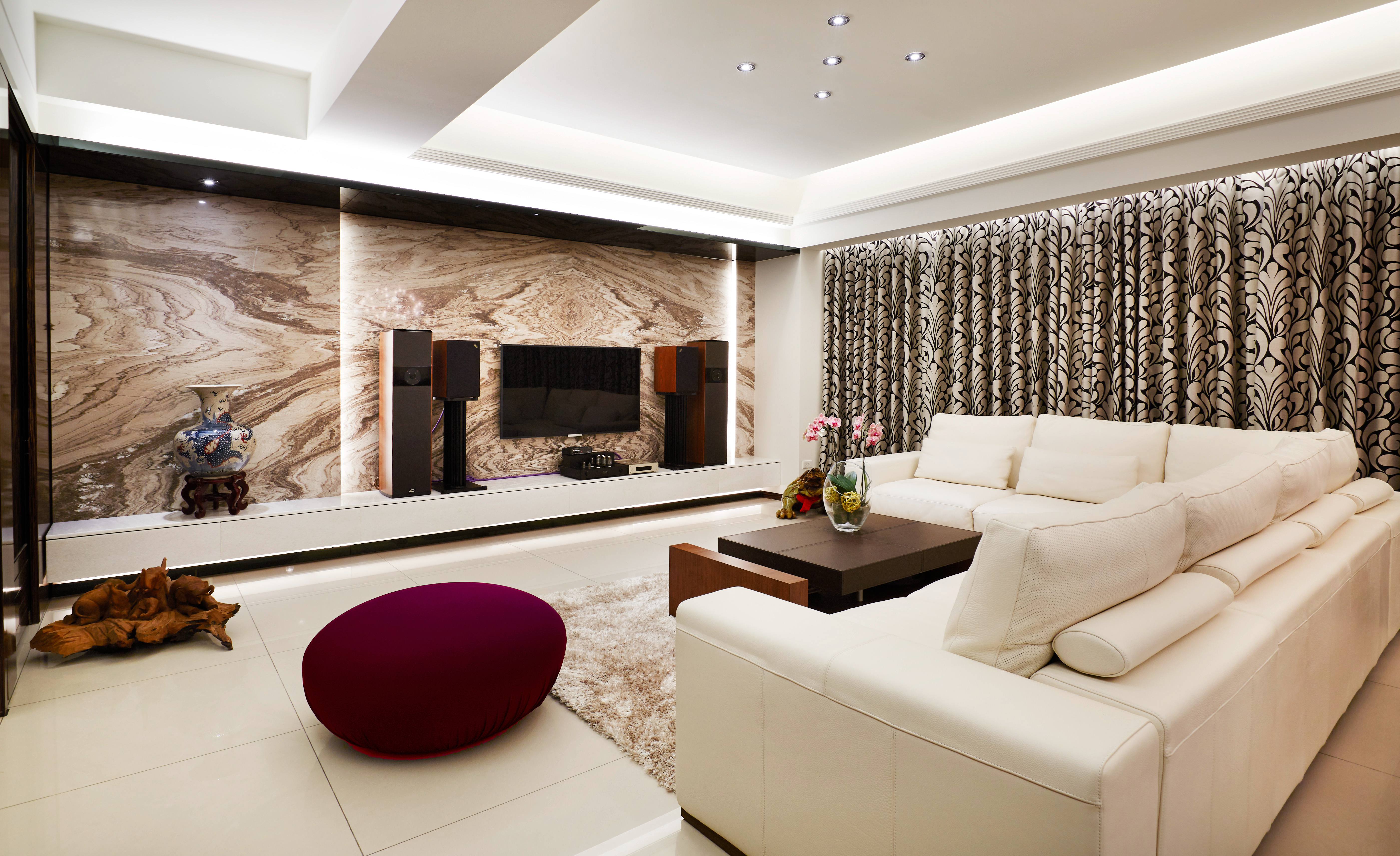 新古典风格,130平米装修,三居室装修,15-20万装修,电视背景墙