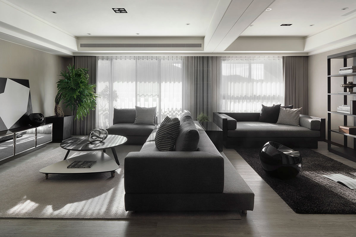 三居室装修,140平米以上装修,现代简约风格,15-20万装修,灰色