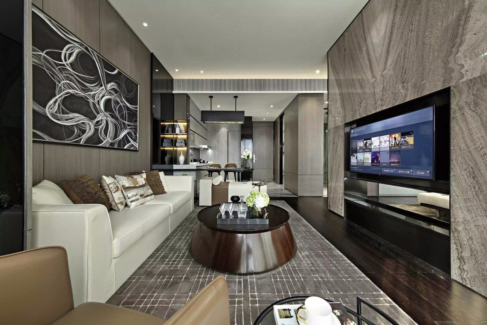 公寓装修,15-20万装修,现代简约风格,电视背景墙,沙发背景墙,灰色