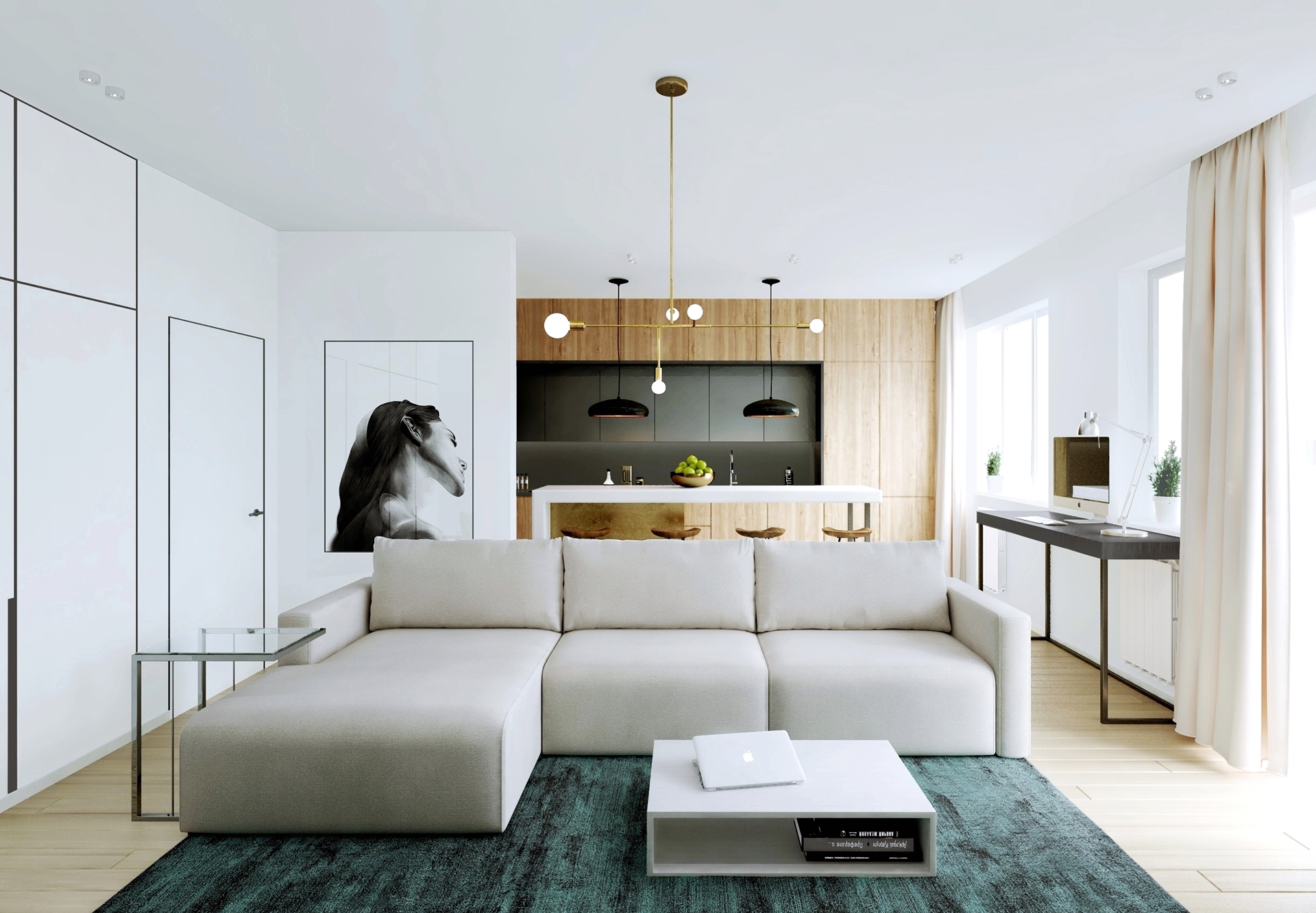公寓装修,80平米装修,5-10万装修,简约风格,沙发,白色
