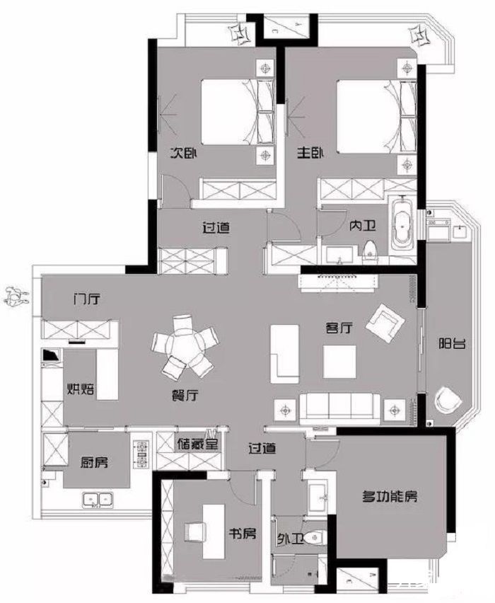 32万160平米美式四房装修效果图,160㎡温馨美式风装修案例效果图-齐家