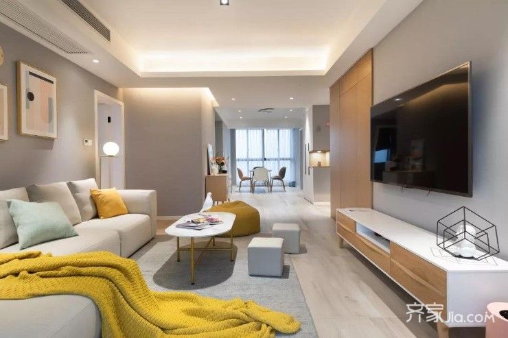 12万120平米现代三房装修效果图,120㎡北欧ins风装修