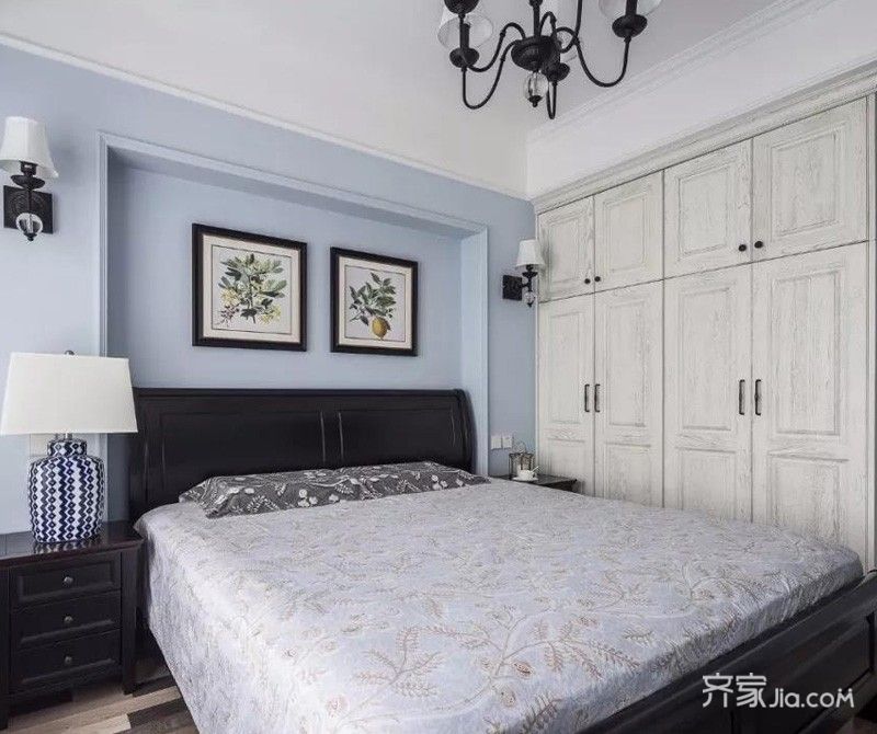 5万106平米美式三房装修效果图,画新家106㎡美式小