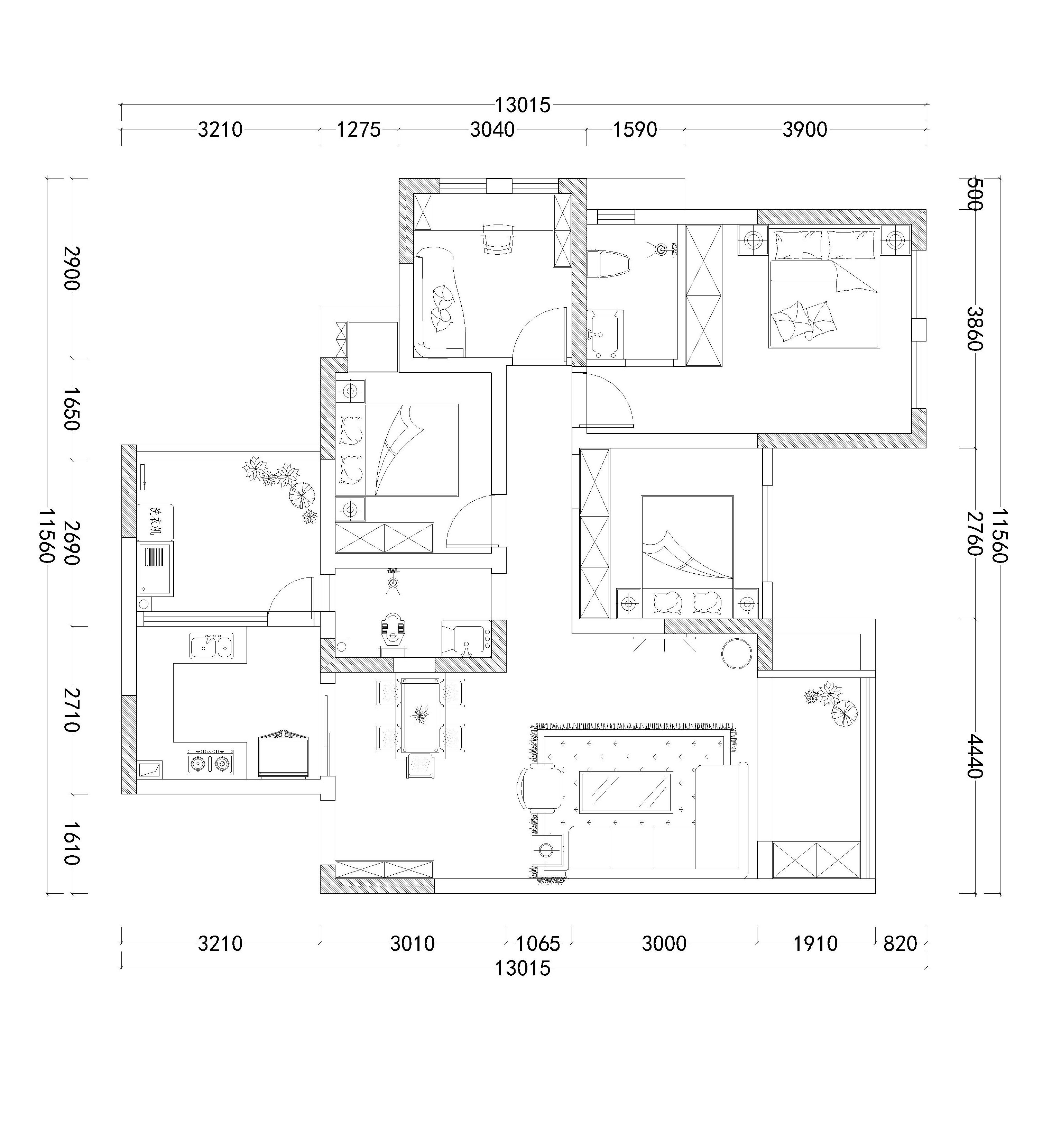 现代 四居室 128平米