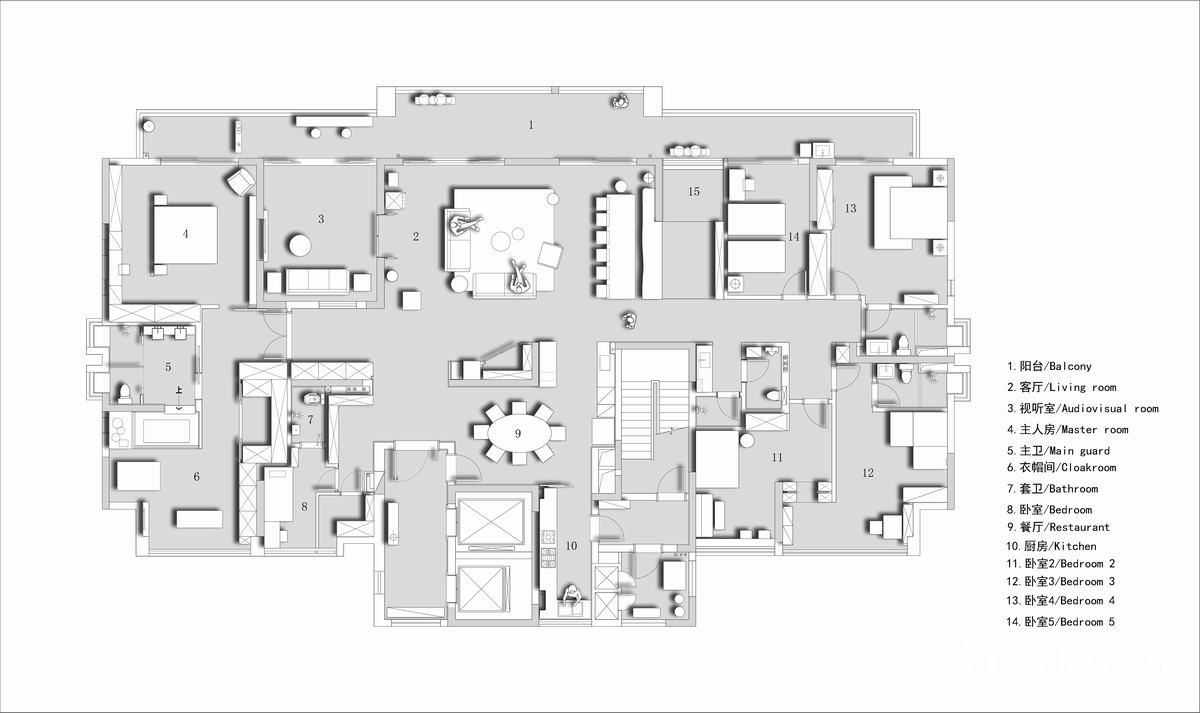 20万200平米现代大平层装修效果图,空间装修案例效果