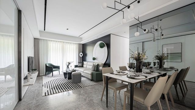 85平米三居室客餐厅装修效果图3/8