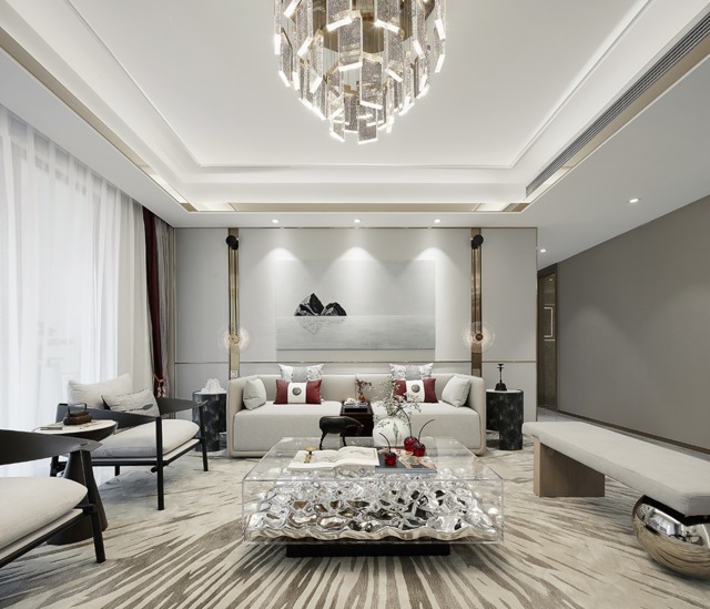 轻奢新中式客厅装修效果图 轻奢风格新中式风格