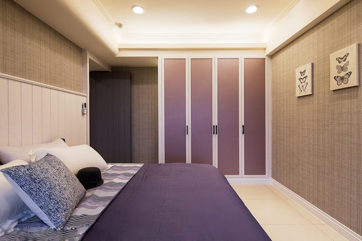 卧室,衣柜,现代,紫色