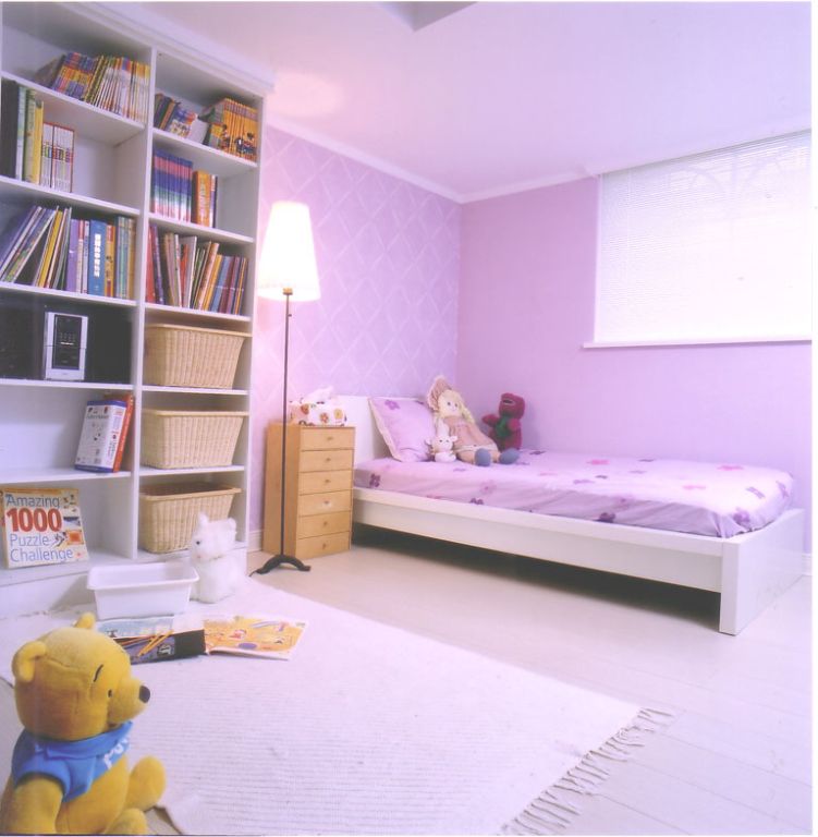 儿童房,背景墙,现代,紫色