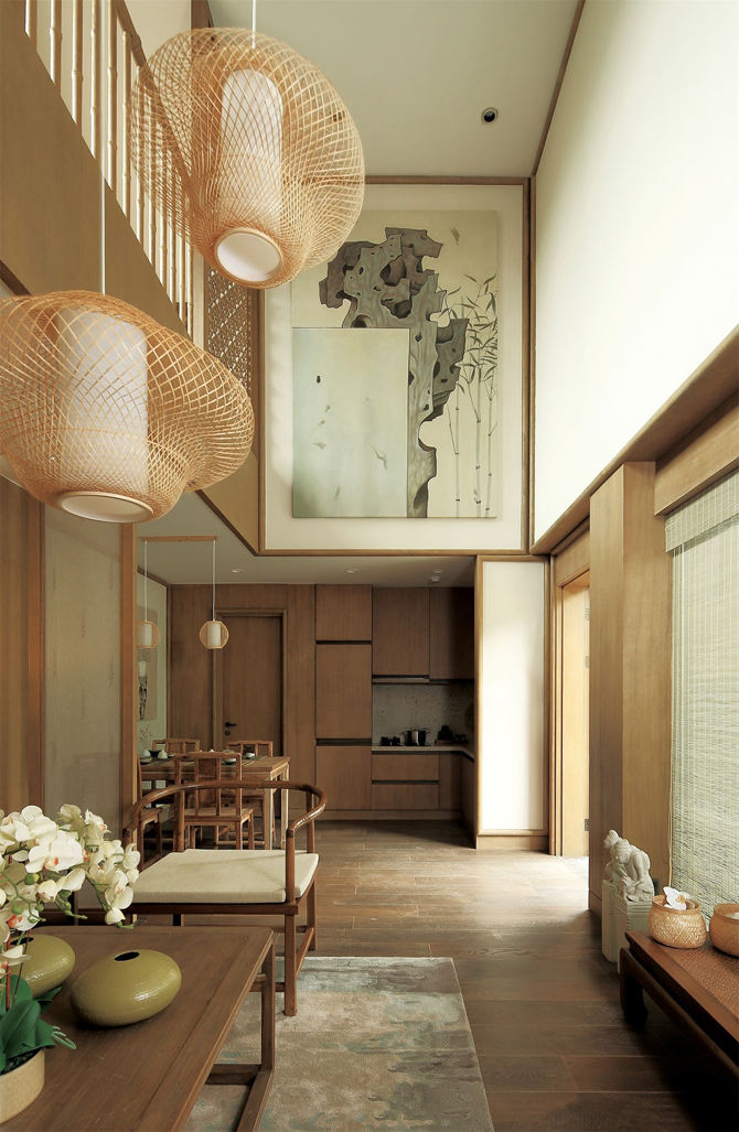 客厅,背景墙,日式,米色