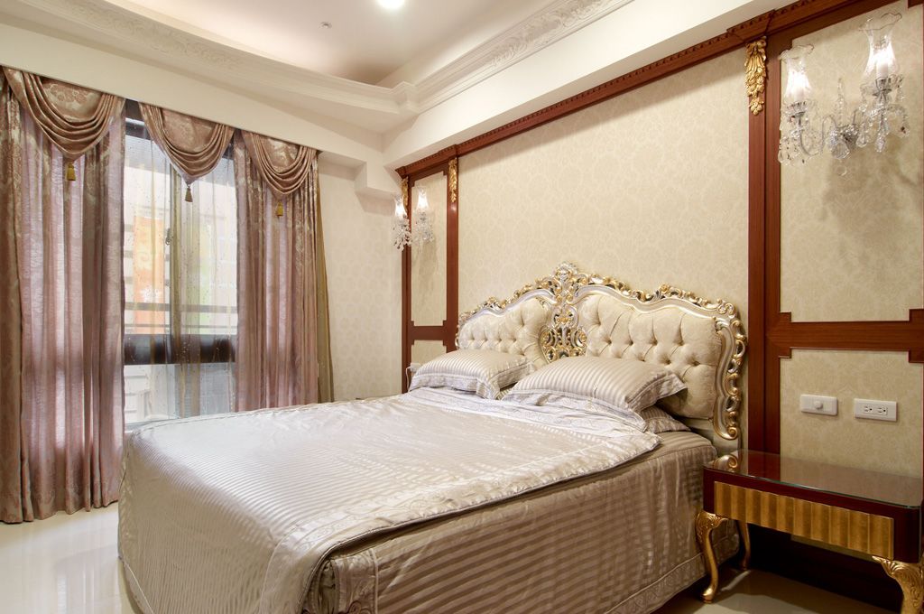卧室,背景墙,窗帘,其它,现代,欧式,咖啡色
