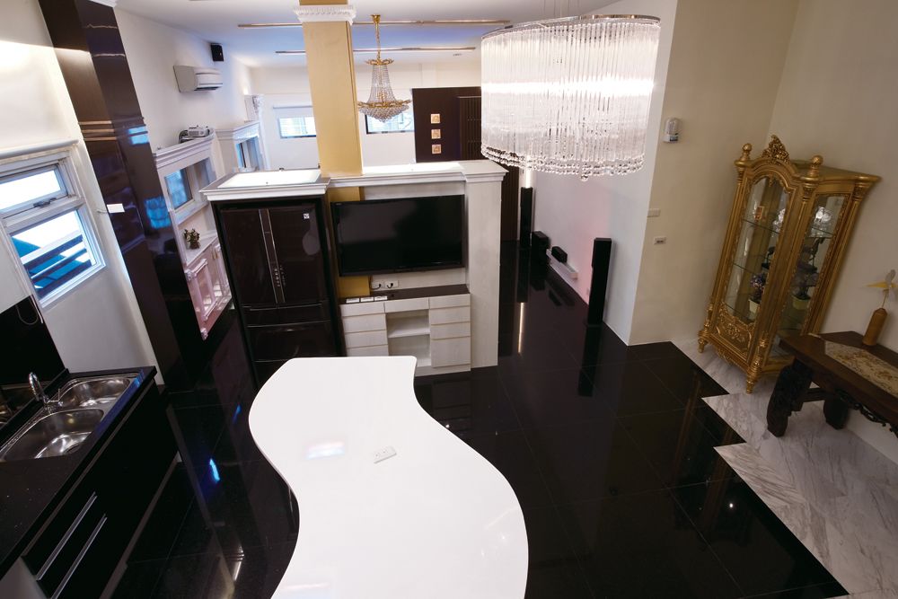 创意黑白现代风公寓厨房俯瞰图